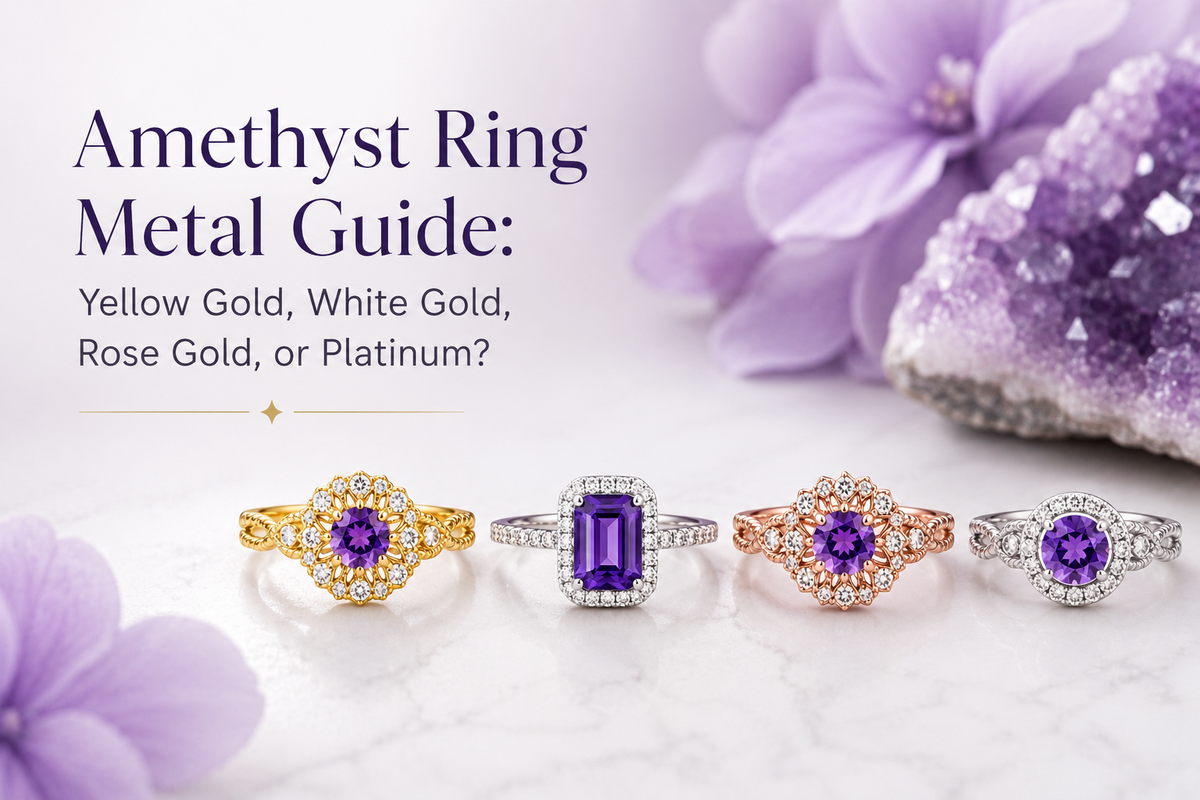 Amethyst Ring Metal Guide: Yellow Gold, White Gold, Rose Gold, or Platinum?