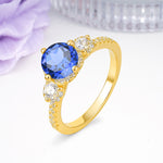 Luxurious and Dazzling 4 Prong Round Cut Sapphire Engagement Ring - Additional view