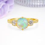 Luxurious and Dazzling 4 Prong Round Cut Fire Opal Engagement Ring - Additional view