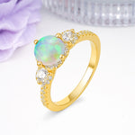 Luxurious and Dazzling 4 Prong Round Cut Fire Opal Engagement Ring - Additional view