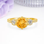 Luxurious and Dazzling 4 Prong Round Cut Citrine Engagement Ring - Additional view