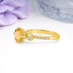Luxurious and Dazzling 4 Prong Round Cut Citrine Engagement Ring - Additional view