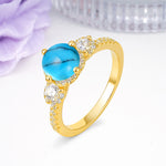 Luxurious and Dazzling 4 Prong Round Cut Turquoise Engagement Ring - Additional view