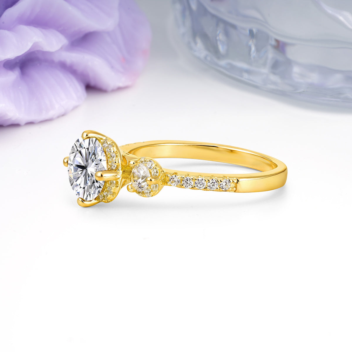 Luxurious and Dazzling 4 Prong Round Cut Lab Diamond Engagement Ring - Additional view