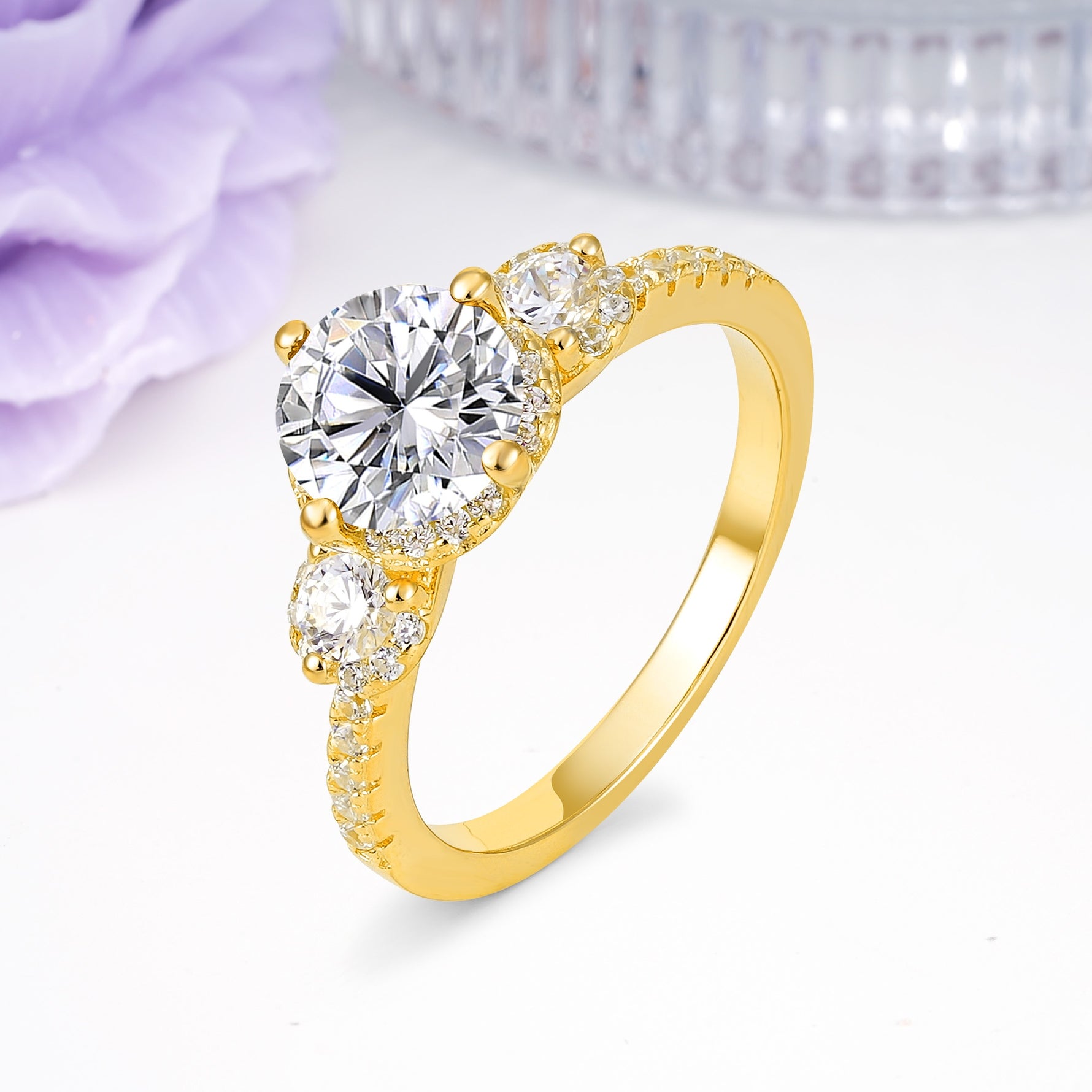 Luxurious and Dazzling 4 Prong Round Cut Lab Diamond Engagement Ring - Additional view