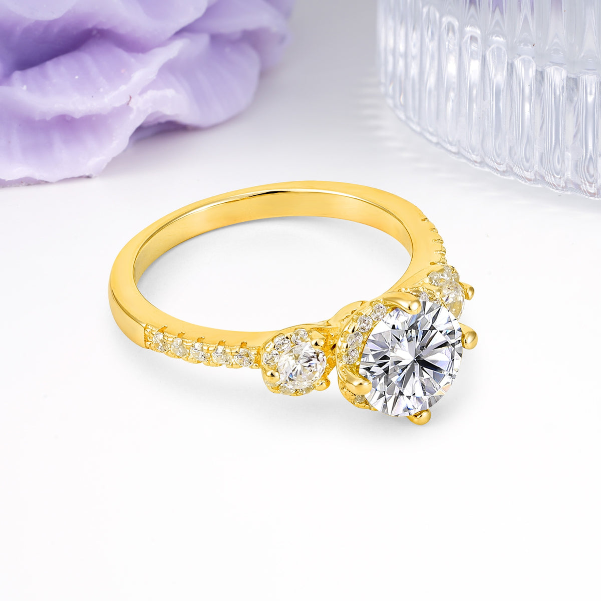 Luxurious and Dazzling 4 Prong Round Cut Lab Diamond Engagement Ring - Additional view