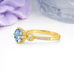 Luxurious and Dazzling 4 Prong Round Cut Aquamarine Engagement Ring - Additional view