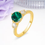 Luxurious and Dazzling 4 Prong Round Cut Emerald Engagement Ring - Additional view