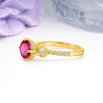 Luxurious and Dazzling 4 Prong Round Cut Ruby Engagement Ring - Additional view