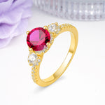 Luxurious and Dazzling 4 Prong Round Cut Ruby Engagement Ring - Additional view