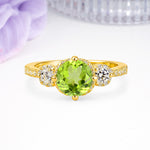 Luxurious and Dazzling 4 Prong Round Cut Peridot Engagement Ring - Additional view