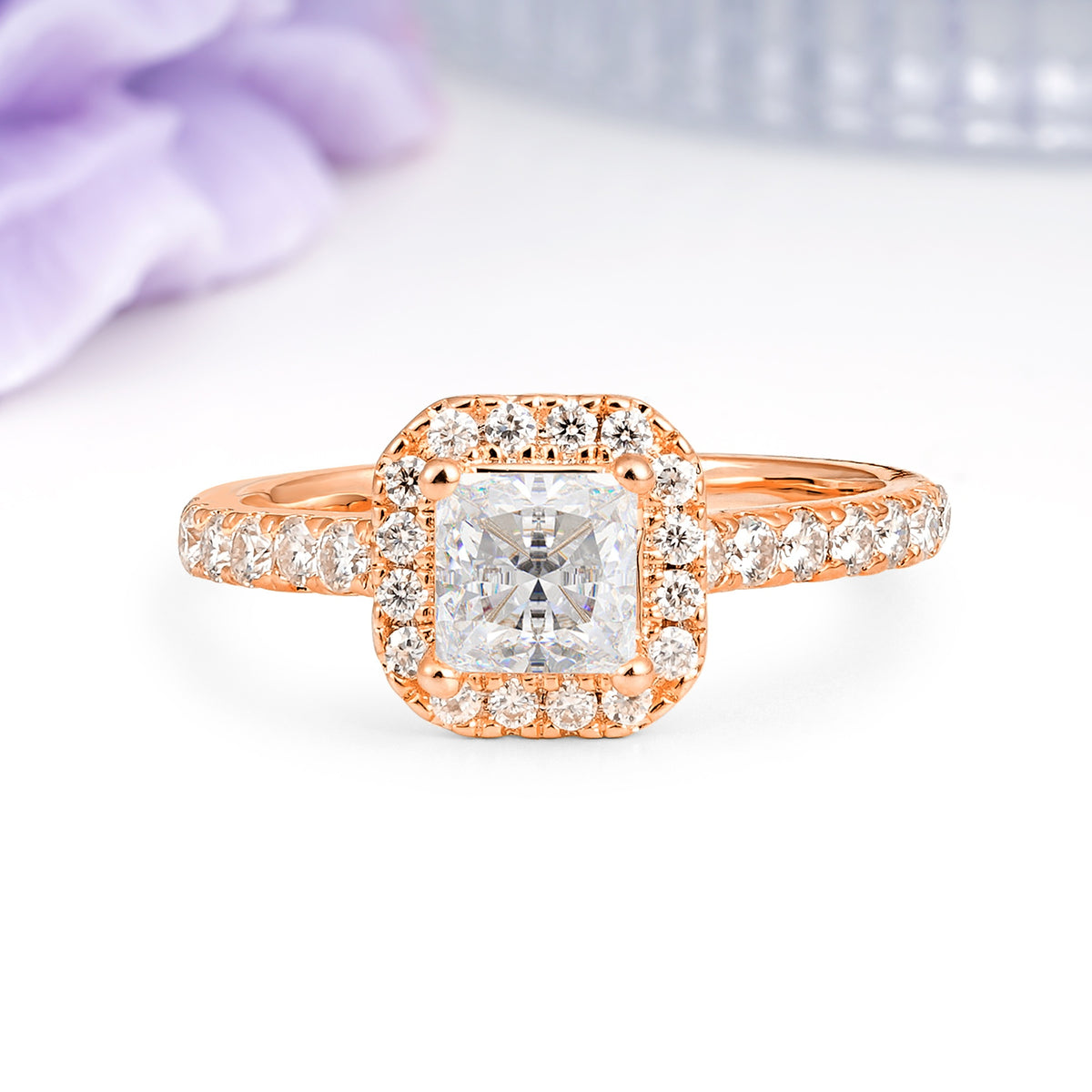 Classic Vintage 4 Prong Emerald Cut Moissanite Engagement Ring - Additional view