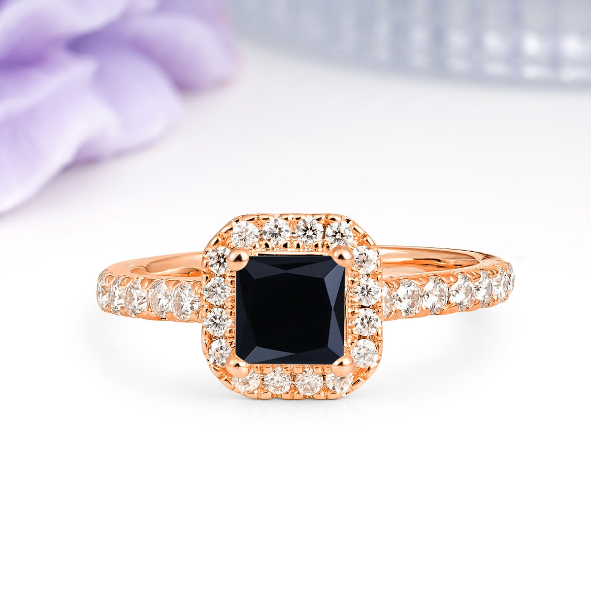 Classic Vintage 4 Prong Emerald Cut Black Onyx Engagement Ring - Additional view