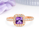 Classic Vintage 4 Prong Emerald Cut Amethyst Engagement Ring - Additional view