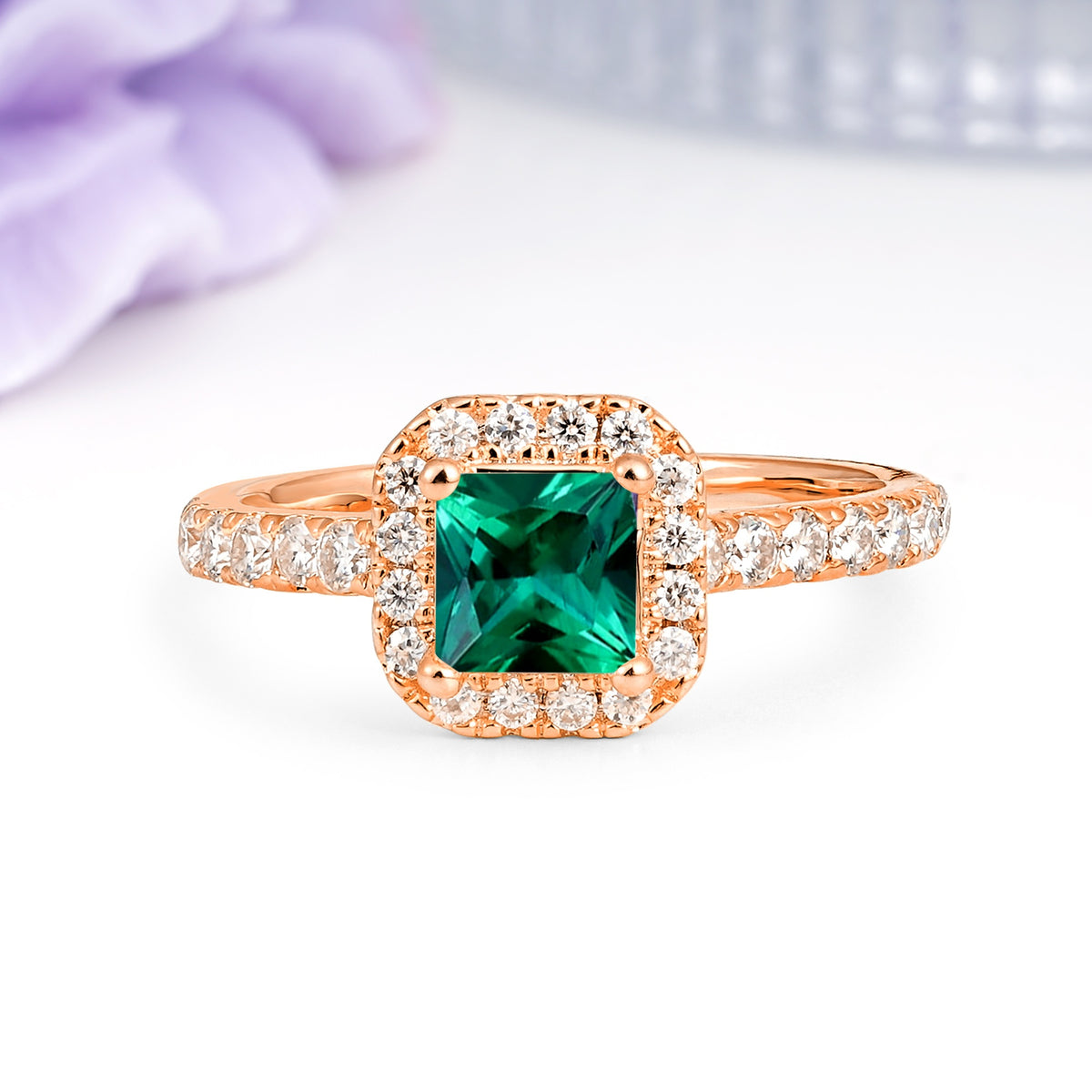Classic Vintage 4 Prong Emerald Cut Emerald Engagement Ring - Additional view