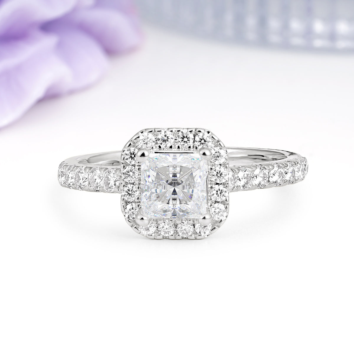 Classic Vintage 4 Prong Emerald Cut Moissanite Engagement Ring - Additional view