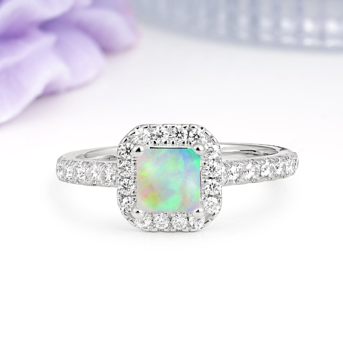 Classic Vintage 4 Prong Emerald Cut Fire Opal Engagement Ring - Additional view