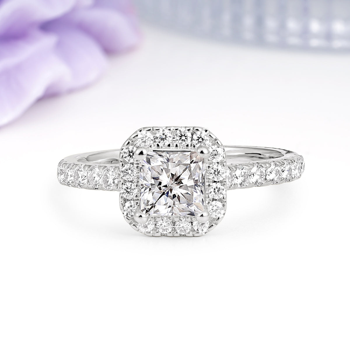 Classic Vintage 4 Prong Emerald Cut Lab Diamond Engagement Ring - Additional view