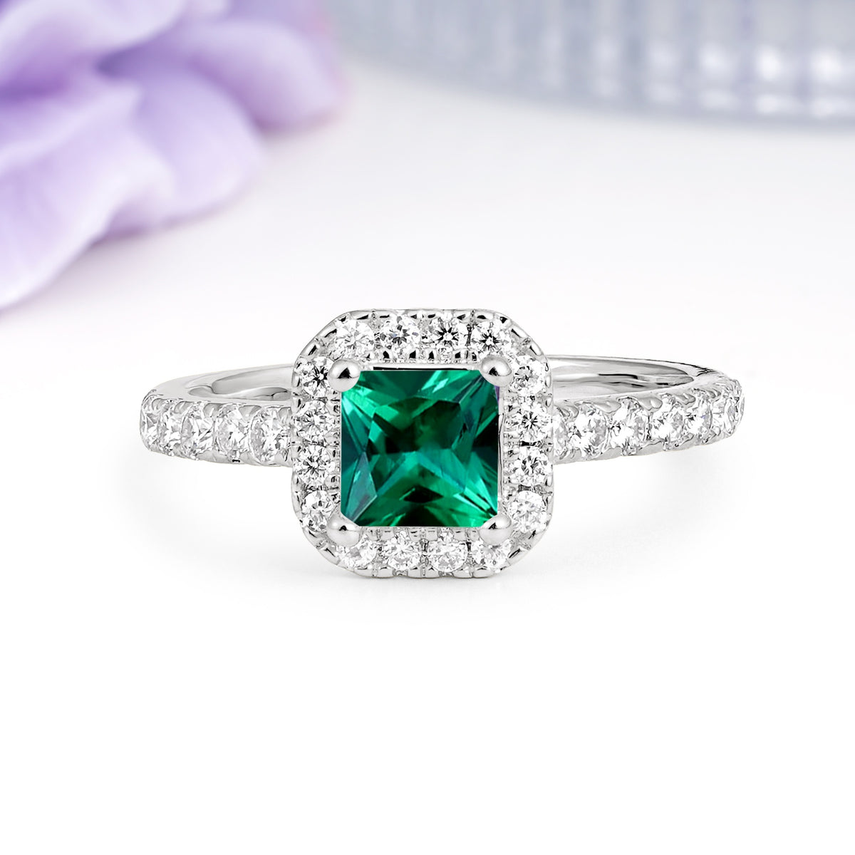 Classic Vintage 4 Prong Emerald Cut Emerald Engagement Ring - Additional view
