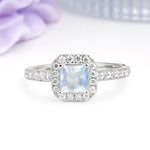 Classic Vintage 4 Prong Emerald Cut Moonstone Engagement Ring - Additional view