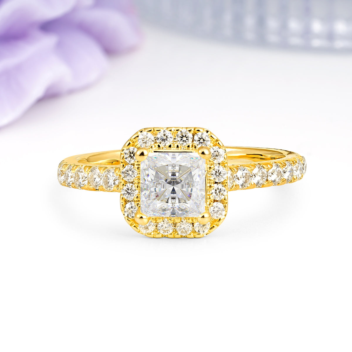 Classic Vintage 4 Prong Emerald Cut Moissanite Engagement Ring - Additional view