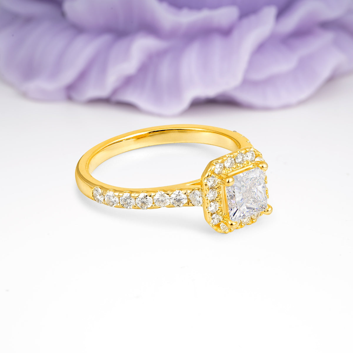 Classic Vintage 4 Prong Emerald Cut Moissanite Engagement Ring - Additional view