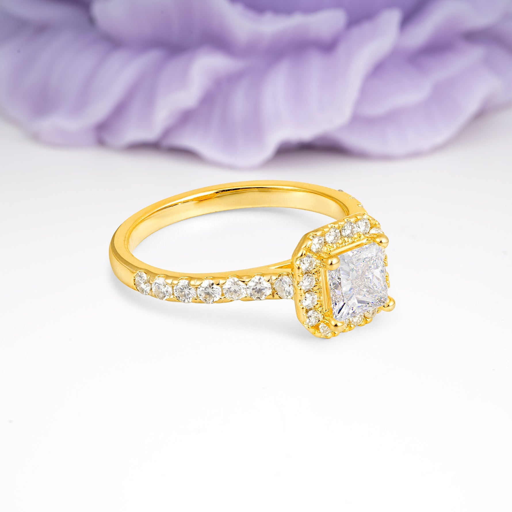 Classic Vintage 4 Prong Emerald Cut Moissanite Engagement Ring - Additional view