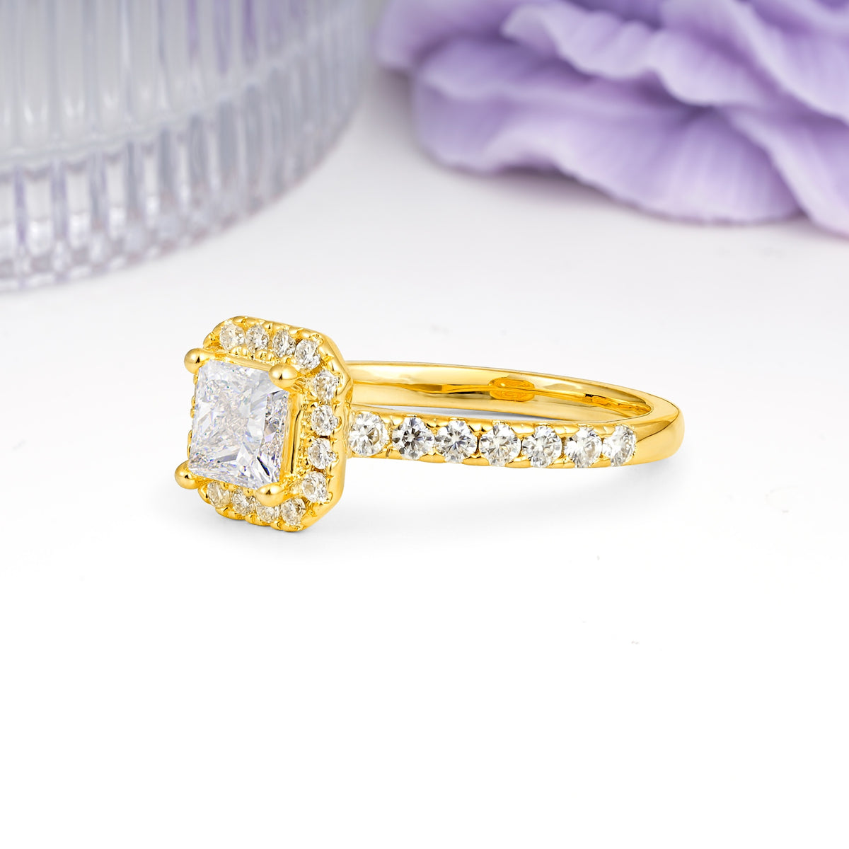 Classic Vintage 4 Prong Emerald Cut Moissanite Engagement Ring - Additional view