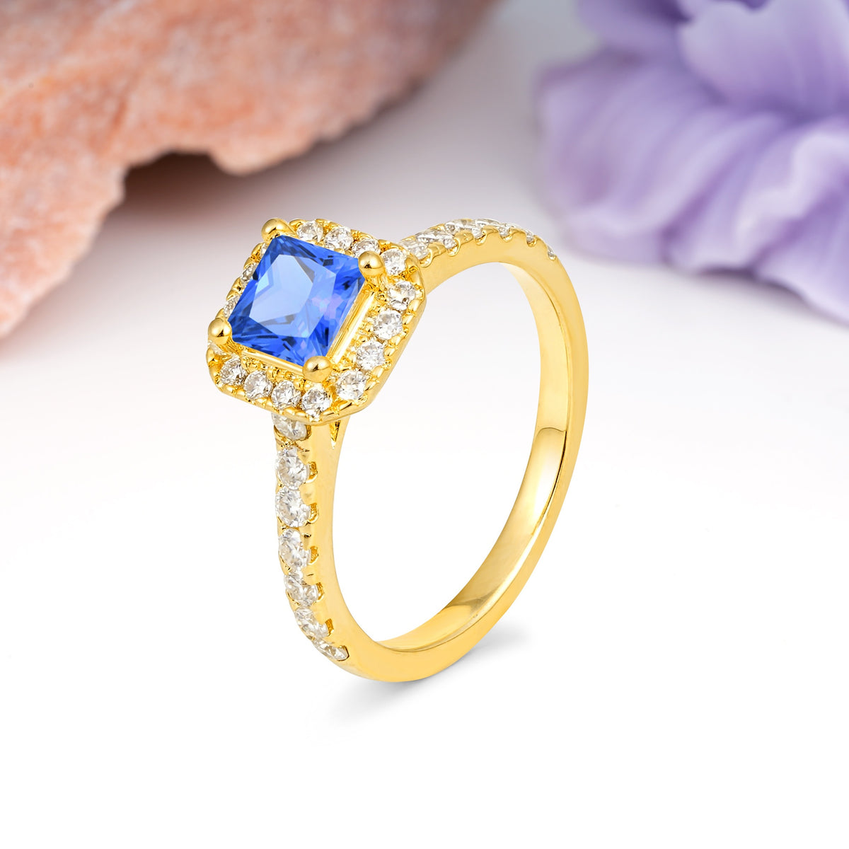 Classic Vintage 4 Prong Emerald Cut Sapphire Engagement Ring - Additional view