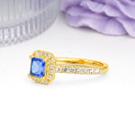 Classic Vintage 4 Prong Emerald Cut Sapphire Engagement Ring - Additional view