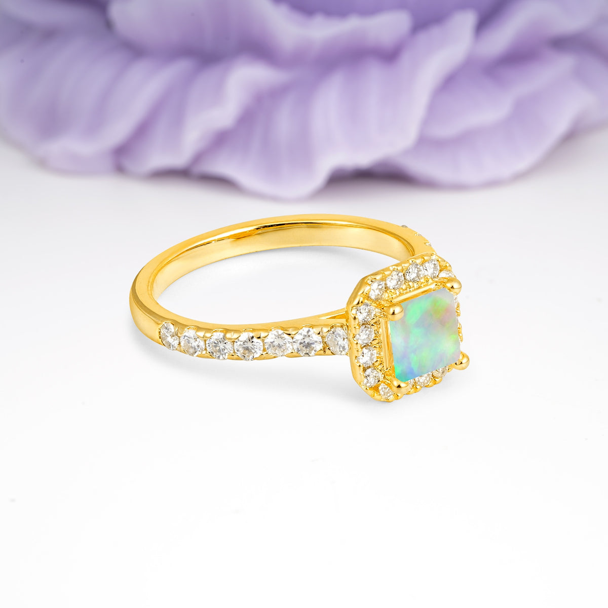 Classic Vintage 4 Prong Emerald Cut Fire Opal Engagement Ring - Additional view
