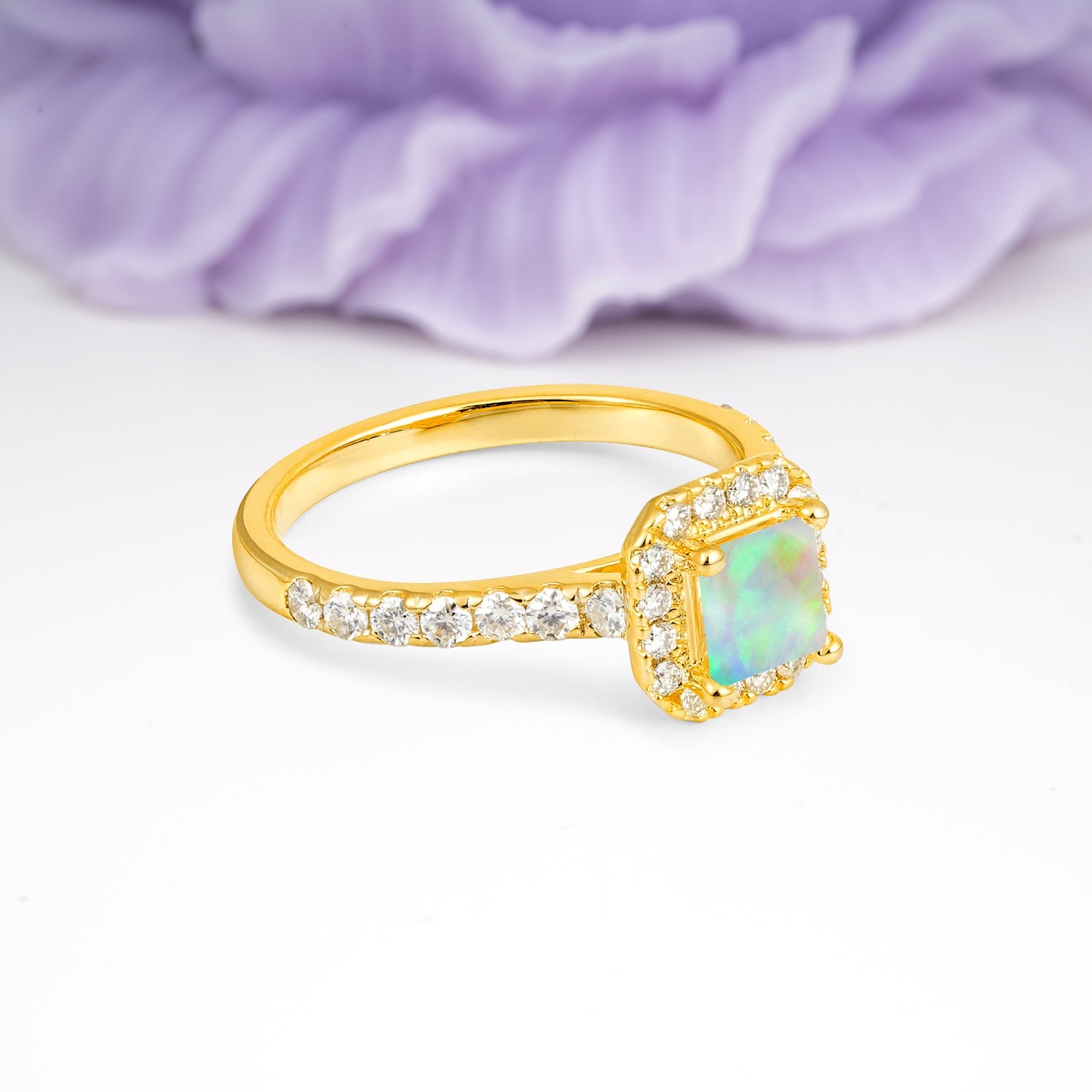 Classic Vintage 4 Prong Emerald Cut Fire Opal Engagement Ring - Additional view