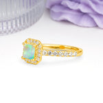 Classic Vintage 4 Prong Emerald Cut Fire Opal Engagement Ring - Additional view