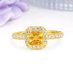 Classic Vintage 4 Prong Emerald Cut Citrine Engagement Ring - Additional view