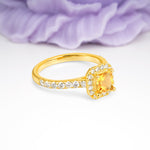 Classic Vintage 4 Prong Emerald Cut Citrine Engagement Ring - Additional view