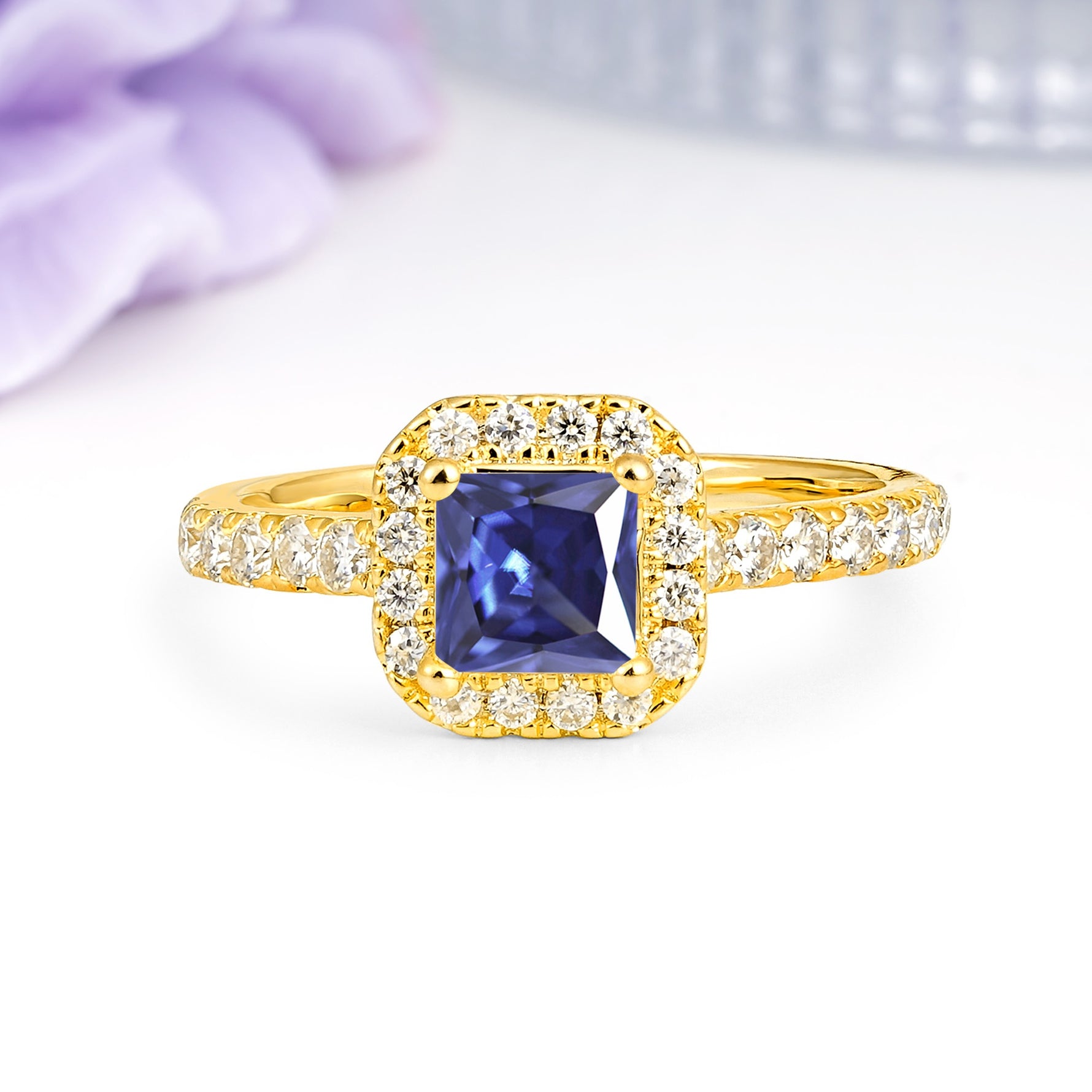 Classic Vintage 4 Prong Emerald Cut Tanzanite Engagement Ring - Additional view