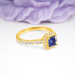 Classic Vintage 4 Prong Emerald Cut Tanzanite Engagement Ring - Additional view