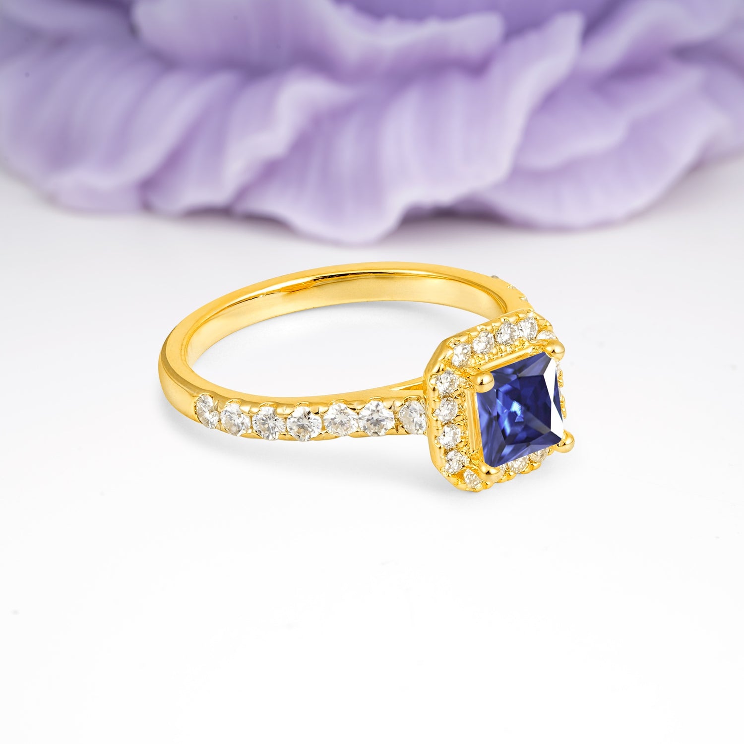 Classic Vintage 4 Prong Emerald Cut Tanzanite Engagement Ring - Additional view