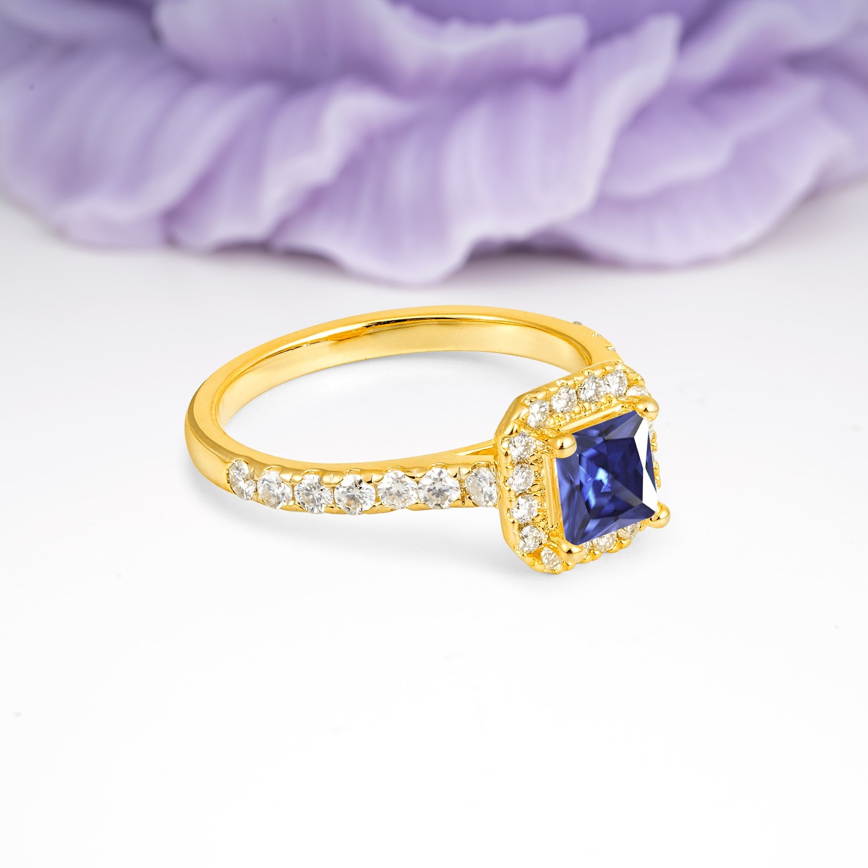 Classic Vintage 4 Prong Emerald Cut Tanzanite Engagement Ring - Additional view