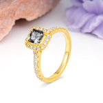 Classic Vintage 4 Prong Emerald Cut Black Rutilated Quartz Engagement Ring - Additional view
