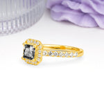 Classic Vintage 4 Prong Emerald Cut Black Rutilated Quartz Engagement Ring - Additional view