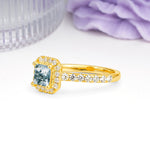 Classic Vintage 4 Prong Emerald Cut Moss Agate Engagement Ring - Additional view