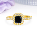 Classic Vintage 4 Prong Emerald Cut Black Onyx Engagement Ring - Additional view