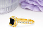 Classic Vintage 4 Prong Emerald Cut Black Onyx Engagement Ring - Additional view