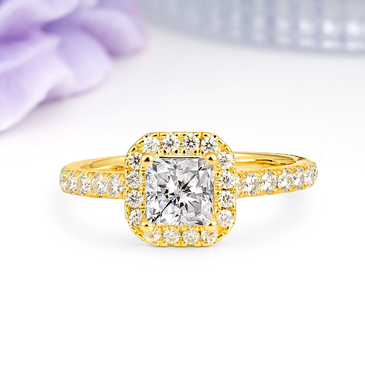 Classic Vintage 4 Prong Emerald Cut Lab Diamond Engagement Ring - Additional view