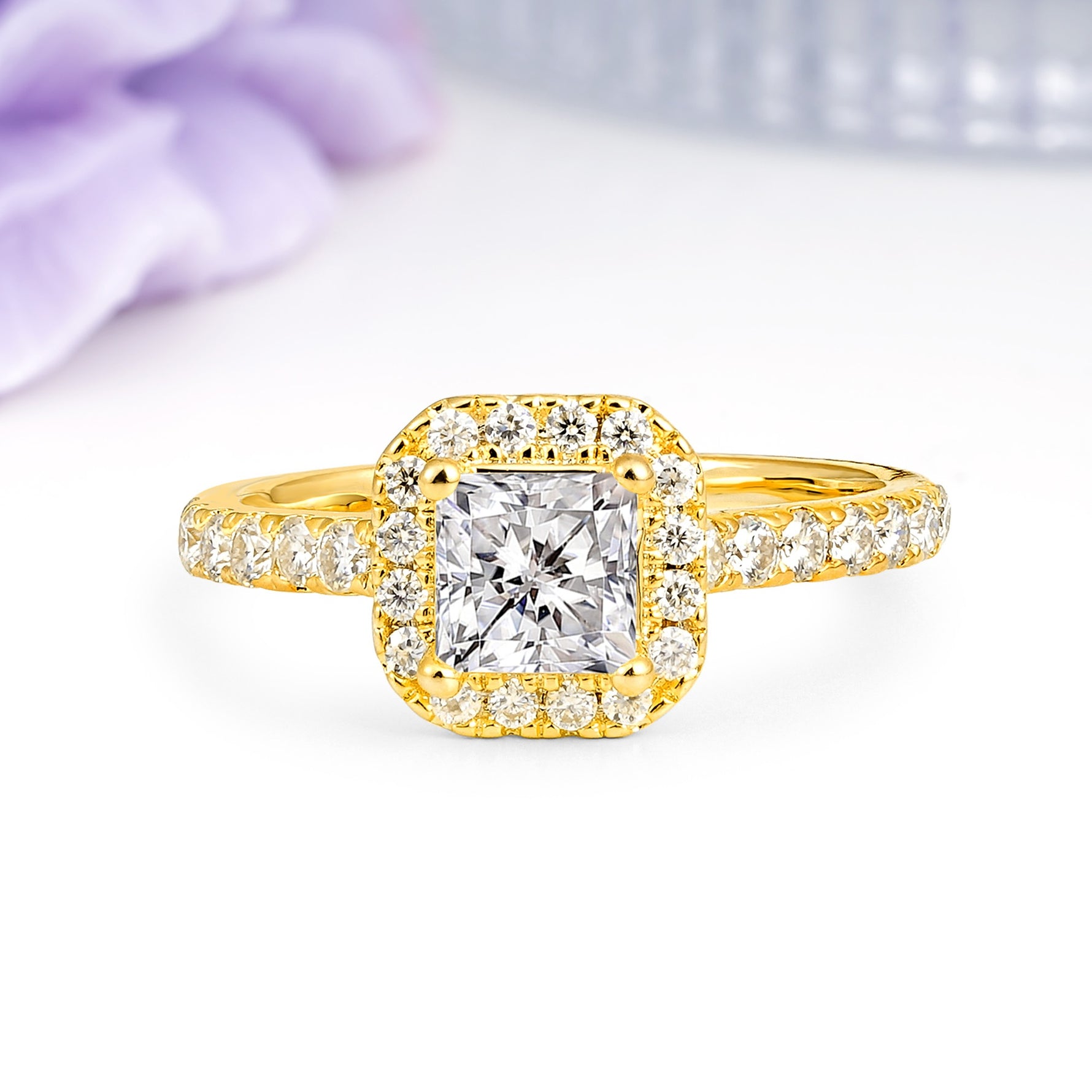 Classic Vintage 4 Prong Emerald Cut Lab Diamond Engagement Ring - Additional view