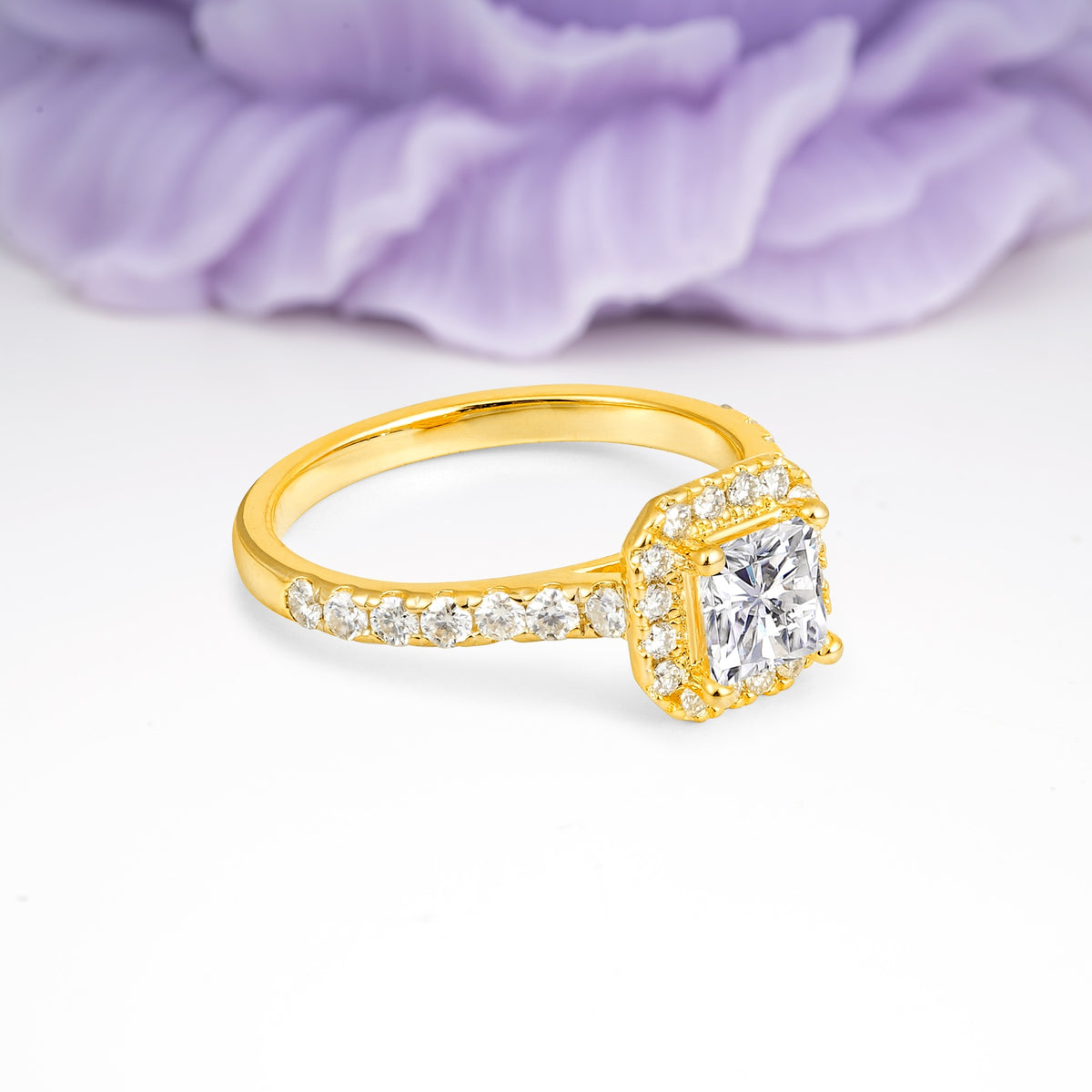 Classic Vintage 4 Prong Emerald Cut Lab Diamond Engagement Ring - Additional view