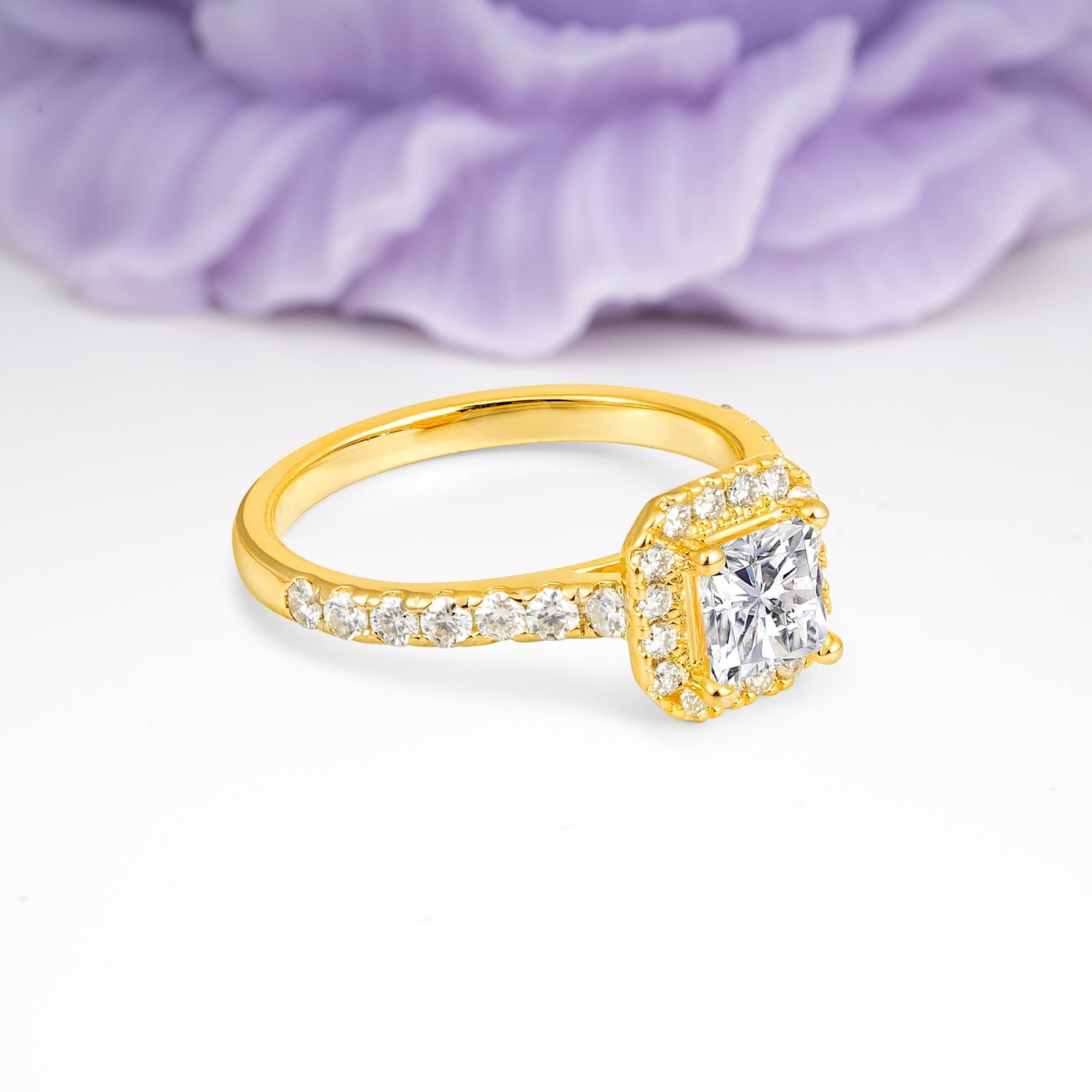 Classic Vintage 4 Prong Emerald Cut Lab Diamond Engagement Ring - Additional view
