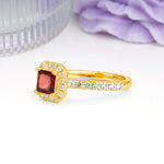 Classic Vintage 4 Prong Emerald Cut Garnet Engagement Ring - Additional view