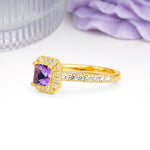 Classic Vintage 4 Prong Emerald Cut Amethyst Engagement Ring - Additional view